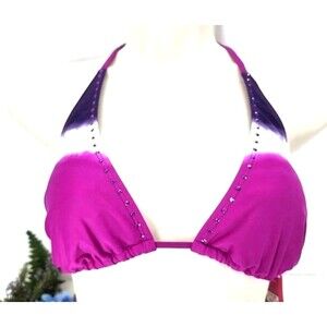 Tie Dye Triangle Bikini Swim Top by Xhilaration w/ Rhinestones - Pink/Purple, M